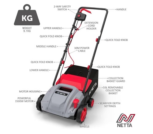 Netta 1500w lawn scarifier - 1500w,